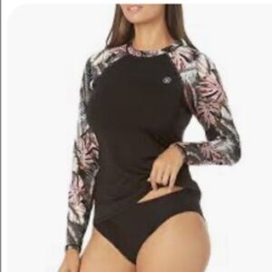 Hurley Black and Pink Tropical Long Sleeve Shirt